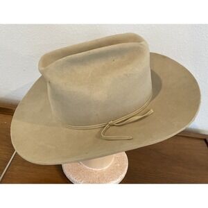VTG Stetson 3x Beaver‎ Tan Cowboy Rancher  Hat Sz 6 7/8 Long Oval